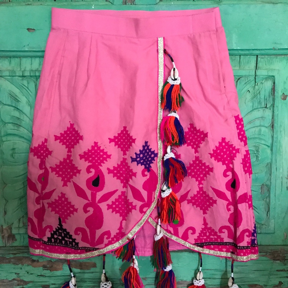 Pink Indie Tassel Skirt